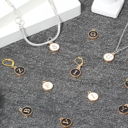 104 PCS Letter Charms for Jewelry Making - Double Sided Alphabet & Initial Charms for Necklace & Bracelet - color: 2 colors 52pcs