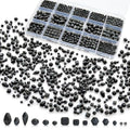 1500 Pcs Crystal Glass Beads for Jewelry Making – 12 Styles Bicone, Rondelle, Cube, Teardrop & 3mm Spacer Beads, DIY Bracelet Necklace Earring Craft Kit with Organizer Box(Black) - color: Black
