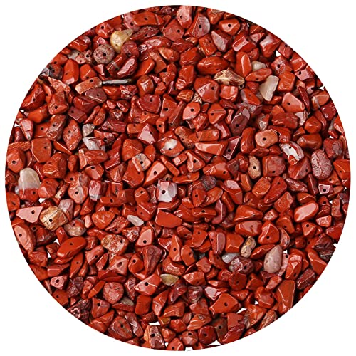 LAIDANLA Red Jasper 400pcs Natural Chip Stone Beads 5-8mm Healing Crystal Irregular Gemstones Drilled DIY Loose Rocks Bead Crystal for Bracelet Earrings Necklace Jewelry Making Crafting - color: O-Red Jasper