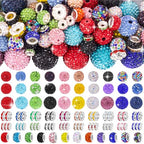 HUISUYTON 182 Pcs Beads for Pens, Beadable Pen Beads, 12/16/20mm Rhinestone Bead with Spacer Bead for Bracelet Necklace Earring Jewelry Pen Making - color: 182 PCS Rhinestone Beads Set