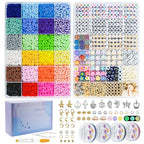 JQEEYGV Friendship Bracelet Kit, 2 Boxs 7300Pcs Clay Beads for Bracelet Making Kit with Number Letter Beads DIY Jewelry Charms Making Crafts Gifts for Girls Ages 6-12 - color: 7300Pcs 24Colors