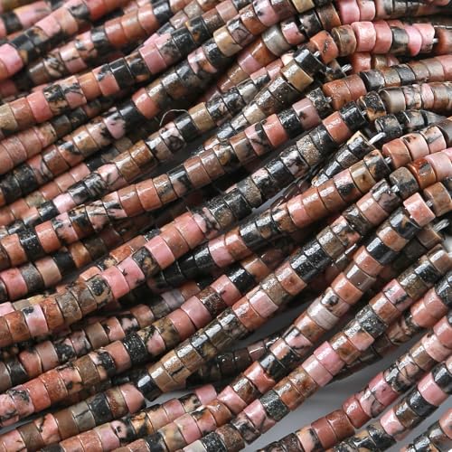 2x4MM 150PCS Black Rhodochrosite Rhodonite Tube Cylinder Rondelle Abacus Disk Spacer Loose Beads for Jewelry Making - color: Black Rhodonite, size: 2x4mm cylindrical