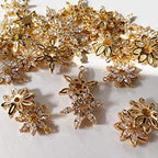Crystal Zirconia Gold Plated Brass Charms for Jewelry Making Bracelet Necklace Earring Pendant Craft Supplies DIY Accessories - color: FlowerD-Mix-6Pcs