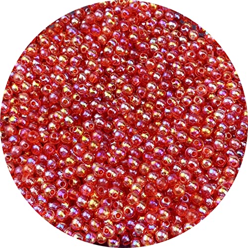 1500 Pcs 4mm Acrylic Round Beads AB Colors Round Spacer Beads for Earring Bracelet Necklace Key Chains Jewelry DIY Craft Making (Red AB) - color: Red AB, size: 4mm