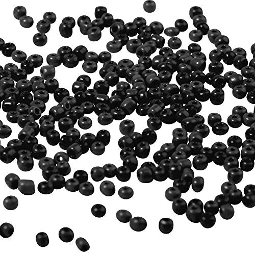 PH PandaHall 1900 Pcs 8/0 Glass Seed Beads, 3mm Round Waist Beads Mini Spacer Beads for Earring Bracelet Necklace Choker Jewelry Making Halloween Decor, Black - color: Black-1900 Pcs