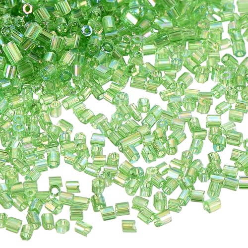 uxcell 1400Pcs Glass Bugle Beads, 1.5x1.5mm Tube Mini Loose Glass Seed Spacer Bead for DIY Earrings Necklaces Bracelets Jewelry Making (Light Green) - color: Light Green, size: 1.5x1.5mm