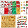 ZSFLZS Gold Beads Christmas Polymer Clay Beads Bracelet Making Kit, Round Spacer Bead 3/4/6/8mm 4 Size Smooth Ball Christmas Bead for Jewelry MakeDIY Bracelet, Necklace, Earring Making - color: Gold+ soft beads