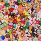 MGGFBLEY Assorted Resin Charms for DIY Bracelet & Keychain Making – Mini Candy, Bear, Fruit & Animal Style Charms for Crafts