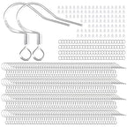 200 PCS/100 Pairs 925 Sterling Silver Plated Earring Hooks Hypoallergenic Silver Ear Wires Fish Hooks with 100 PCS Clear Silicone Earring Backs and 100 PCS Jump Rings for DIY Jewelry Making - color: Silver