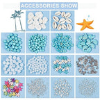 PH PandaHall Ocean Jewelry Making Kit - Starfish, Seashell, Synthetic Turquoise, Tortoise, Fish, Cowrie Shell Beads for Summer Beach Necklace, Earring, Bracelet, Anklet Jewelry Making (406pcs) - color: Colorful