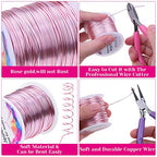Anezus 18 Gauge Jewelry Wire for Jewelry Making, Anezus Craft Wire Tarnish Resistant Copper Beading Wire for Jewelry Making Supplies and Crafting (18 Gauge, Rose Gold) - color: Rose Gold Pink