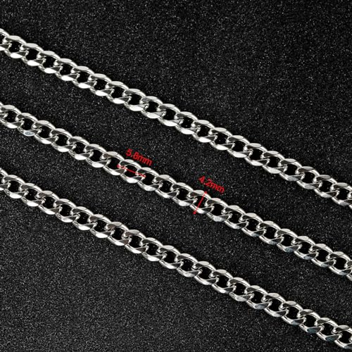 UMAOKANG 5 Meters Cuban Chain for Necklace DIY Jewelry Making Chains Bulk Stainless Steel Chain for Jewelry Making with Jump Rings and Lobster Clasps - color: 1.2mm Silver Cuban