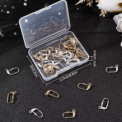 Beebeecraft 1 Box 40Pcs Leverback Earring Findings 24K Gold Plated Brass French Earring Hooks with Open Loops Silver and Gold 16.5x11mm Interchangeable Dangle Ear Wire Findings for Jewelry Making - color: Leaf Leverback Earring