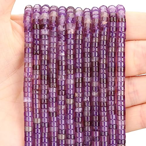 BONNY BOXX 150PCs Natural Amethyst Spacer Beads, Loose Semi Precious Flat Round Gemstone Heishi Disc Stone Beads for Beading Jewelry Making 4mm*2mm - color: Amethyst, size: 4MM*2MM