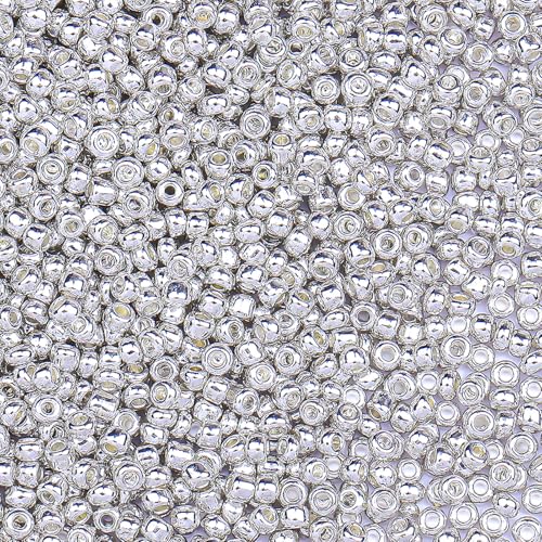 5000pcs Glass Seed Beads, 3mm 8/0 Small Individual Color Seed Beads Mini Pony Bulk for DIY Bracelet Necklaces Wrist Jewelry Making, Silver - color: Silver