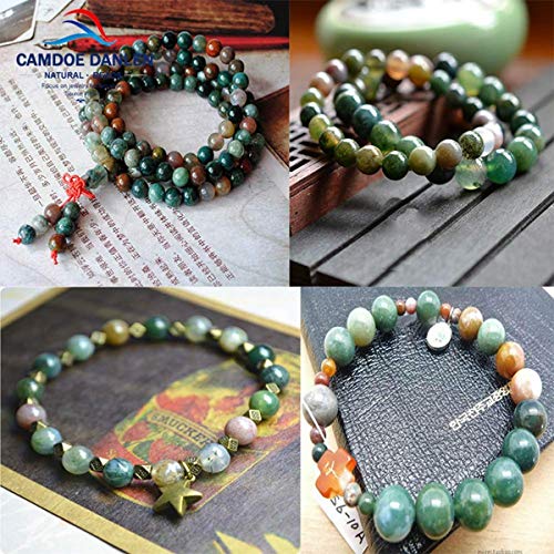 Natural Stone Beads 100pcs 6mm India Agate Round Genuine Real Stone Beading Loose Gemstone Hole Size 1mm DIY Smooth Beads for Bracelet Necklace Earrings Jewelry Making (India Agate, 6mm) - color: India Agate Green, size: 6mm