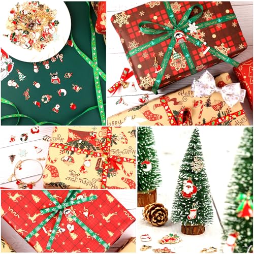 SANNIX 110Pcs 55 Pairs Christmas Charms Gold Enamel Jewelry Pendants for Xmas Earring Bracelet Necklace Craft Making - style: Christmas Charms-55 Pairs