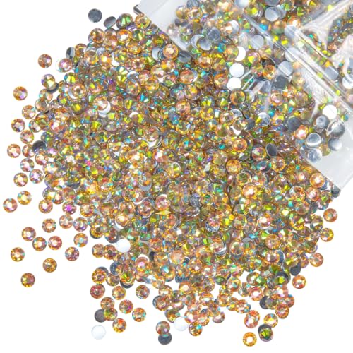 qiipii 2800PCS 4mm Champagne AB Resin Rhinestones for Crafting SS16 Flatback Stones Bulk Diamonds Crystals Gems Charms for Nails Face Eyes Makeup Tumblers Bottles Crafts Crocs Shoes Clothes Scrapbook - color: Crystal Champagne Ab, size: 4mm Bulk