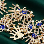 Pack of 20 Rhinestone Charms Gold Plated Pendants Pave Crystal Accessories for Necklace Bracelet Jewelry Making DIY Crafting - color: (Eyes with Stars)VID63101