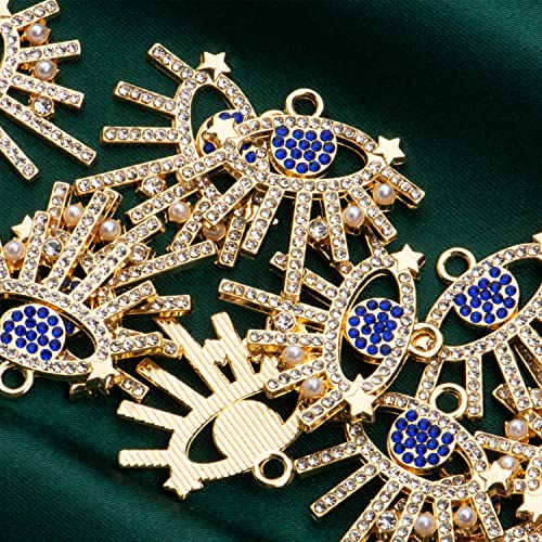 Pack of 20 Rhinestone Charms Gold Plated Pendants Pave Crystal Accessories for Necklace Bracelet Jewelry Making DIY Crafting - color: (Eyes with Stars)VID63101