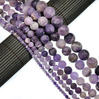 AD Beads Beautiful Natural Matte Gemstone Round Spacer Loose Beads 4-12mm (6mm, 09 Matte Dream Lace Amethyst) - color: 09 Matte Dream Lace Amethyst, size: 6mm