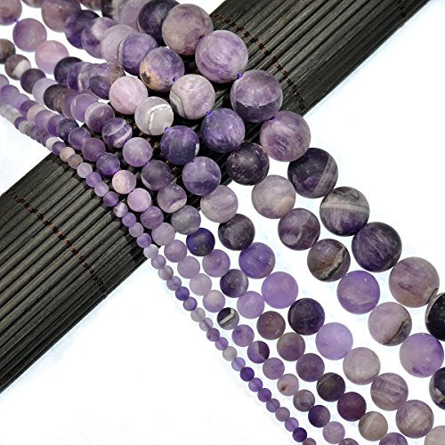 AD Beads Beautiful Natural Matte Gemstone Round Spacer Loose Beads 4-12mm (6mm, 09 Matte Dream Lace Amethyst) - color: 09 Matte Dream Lace Amethyst, size: 6mm