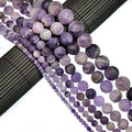 AD Beads Beautiful Natural Matte Gemstone Round Spacer Loose Beads 4-12mm (4mm, 09 Matte Dream Lace Amethyst) - color: 09 Matte Dream Lace Amethyst, size: 4mm