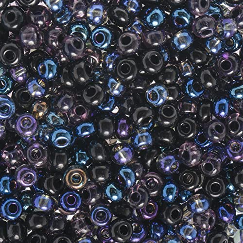 John Bead Czech Glass Seed Beads 6/0 Obsidian Glare Mix Beads for Jewelry Making Crafts, 23g Vial - color: Obsidian Glare Mix