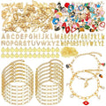 ZMLTLMG 552Pcs Gold Charm Bracelet Making Kit, Premium Paperclip Chain Jewelry Making Supplies with Enamel Charms, Letter Beads & Jump Rings, DIY Crafts Gift Set for Women Girls Adults