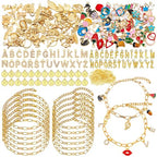 ZMLTLMG 552Pcs Gold Charm Bracelet Making Kit, Premium Paperclip Chain Jewelry Making Supplies with Enamel Charms, Letter Beads & Jump Rings, DIY Crafts Gift Set for Women Girls Adults