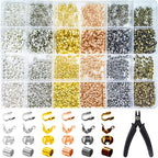 2700 Pieces Crimp Beads Supplies for Jewelry Making,Knot Covers, Crimp Tubes and Wire Guardians with Crimping Pliers for DIY Jewelry Bracelets Necklaces Making