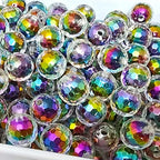 Mixed Lots Shiny AB Color Acrylic Faceted Bead DIY Beading Hairband Bracelets Necklace Craft Embelishment (Gradient) - color: Gradient
