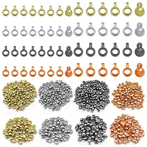 600pcs Round Rondelle Crimp Beads for DIY Crafts,4 Colors Disc Spacer Loose Beads with Hole Spacer Beads for DIY Jewelry Making,Bracelet Necklace Earring Bracelet Crafts Supplies(2 Sizes) - color: 600pcs;K Gold,White K,Gun Black,Antique Red