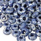 TUMBEELLUWA Natural Gemstone Beads for Jewelry Making, Rondelle Large Hole Loose Beads Pack of 15,Sodalite(8x14 mm) - color: Blue & White