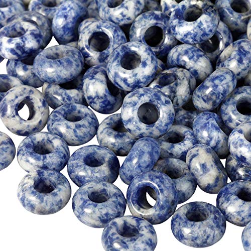 TUMBEELLUWA Natural Gemstone Beads for Jewelry Making, Rondelle Large Hole Loose Beads Pack of 15,Sodalite(8x14 mm) - color: Blue & White