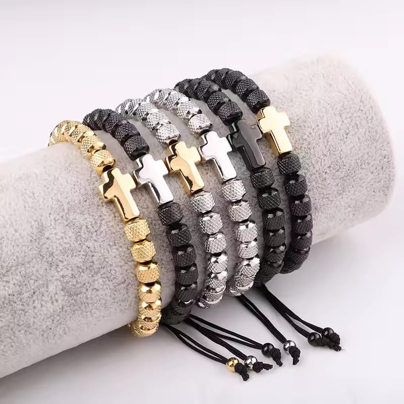 300pcs Black&White Cross Beads 12 * 16mm Cross Bead Crosses Spacer Bead Bulk for DIY Crafting Necklace Bracelet Jewelry Making Keychain (Black&White) - color: black&white