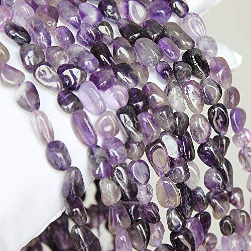 MJDCB Natural Irregular Shape Stone Beads 6-8mm Amethyst Gemstone Energy Crystal for Jewelry Making Bracelet Necklace - color: Amethyst