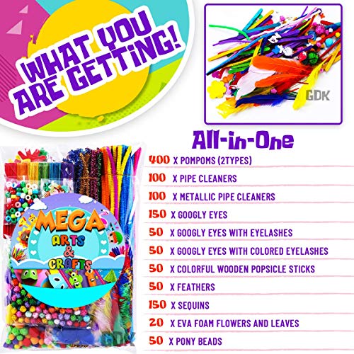 GoodyKing Arts and Crafts Supplies for Kids - 1170Pcs+ Craft Art Supply Kit for Toddlers Kids Craft Supplies & Materials Age 4 5 6 7 8 9 - Christmas D.I.Y. Crafting School Supplies - size: Large