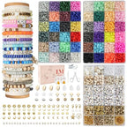 Lynnmos Clay Beads Bracelet Making Kit - 15000 Pcs, 6mm Heishi Disc Beads - DIY Jewelry Making Kit with 2 Boxes, Charms, and Gift Pack for Creative Designs and Crafting Fun - color: Multicolor Deluxe
