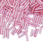 2000pcs Glass Bugle Beads, Tube Beads Bulk, Mini Long Tiny Small Waist Loose Spacer Embroidery Beaded for Bracelets Jewelry Making Sewing, Crafts, 2×6mm, Pink - color: Pink