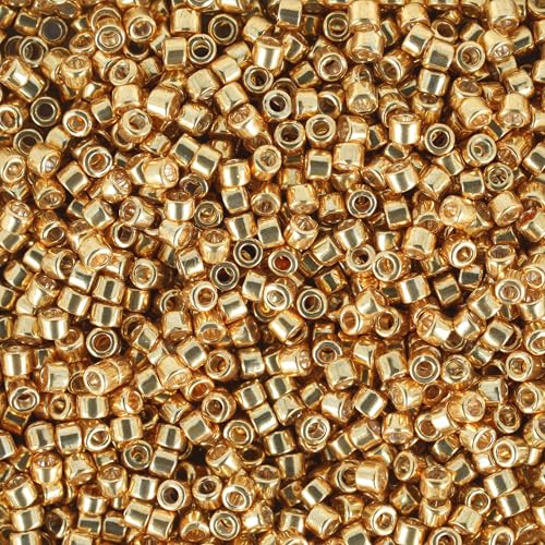 Miyuki Delica Seed Beads – Size 11/0 (1.6 mm), DB0410, Galvanized Yellow Gold Dyed, 7.2 g, Approx. 1440 Beads, Made in Japan - color: DB0410 - Galvanized Yellow Gold Dyed