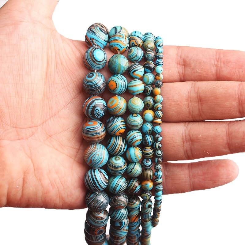 Zenkeeper 108 Pcs Blue Malachite Beads for Jewelry Making 8 MM Blue Malachite Gemstones Loose Stone Beads - color: Blue Malachite, size: 8MM, 108pcs