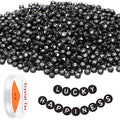 Letter Beads, DECYOOL Acrylic Alphabet Beads with 1 Roll Elastic String for Bracelet Necklace Jewelry Making Supplies (Black White) - color: Black White