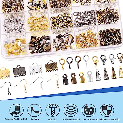 Glarks 1465Pcs Jewelry Making Kit, Jewelry Making Supplies Kit Includes Jewelry Pliers Tools, Jewelry Findings for Jewelry Making and Repair - size: 1465pcs