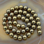 AD Beads Natural Faceted & Smooth Metallic Hematite Round Gemstone Loose Beads 16" 2mm 3mm 4mm 6mm 8mm 10mm (8mm, Pyrite Hematite (Smooth)) - color: Pyrite Hematite (Smooth), size: 8mm