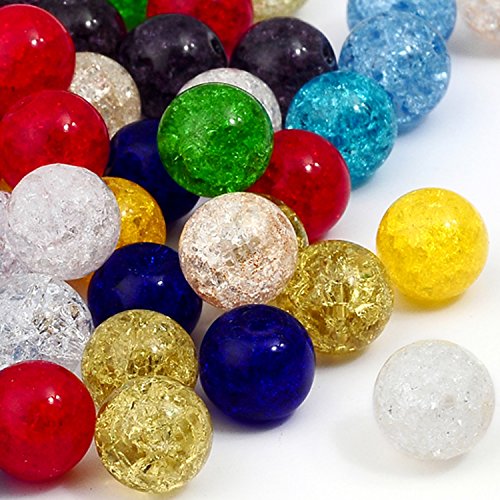 RUBYCA Assorted Mixed Round Druk Crackle Czech Crystal Glass Beads for Jewelry Making (6mm, 200pcs) - color: 200pcs, size: 6mm