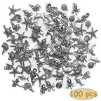 Heather's cf Silver Sea Charms – Antique Pendants, Non-Tarnish, Lead-Free & Nickel-Free, Bulk Ocean Animal Charms for DIY Jewelry, Bracelets, Necklaces, Earrings, Beach Craft Supplies (Sea Animals) - color: Mixed Sea Charms - 100 Pc