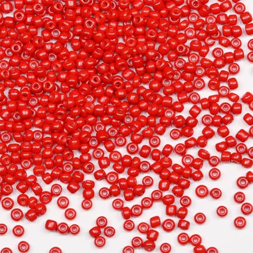 Seed Beads 200 Grams About 6500pcs, 3mm 8/0 Red Glass Craft Beads for Making Earrings, Bracelets, Pendants, Waist Jewelry,DIY Handmade Seed Beads (Red) - color: Red, size: 3mm