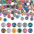 100Pcs/Set Flat Round Transparent Glass Cabochons with Pattern Eye Flatback Glass Dome Flatback Cab Beads for Photo Cameo Jewelry Making Necklace Ring DIY Crafts 12x4mm Random Kaleidoscope - color: 100Pcs-12x4mm-Random Kaleidoscope