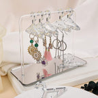 Earring Hanger Rack with 8 Mini Coat Hangers, Acrylic Earring Holder Display Stand, Ear Studs Hanging Earrings Organizer For Women Girls, Silver - color: Silver